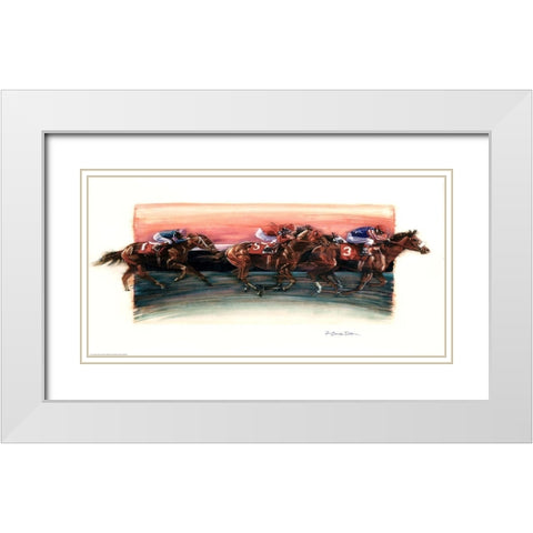 Horse Race White Modern Wood Framed Art Print with Double Matting by Yellow Cafe