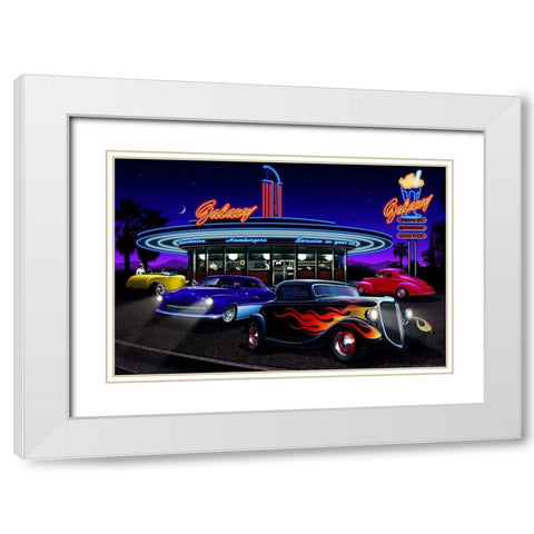 Galaxy Diner White Modern Wood Framed Art Print with Double Matting by Yellow Cafe