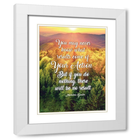 Gandhi Quote White Modern Wood Framed Art Print with Double Matting by Yellow Cafe
