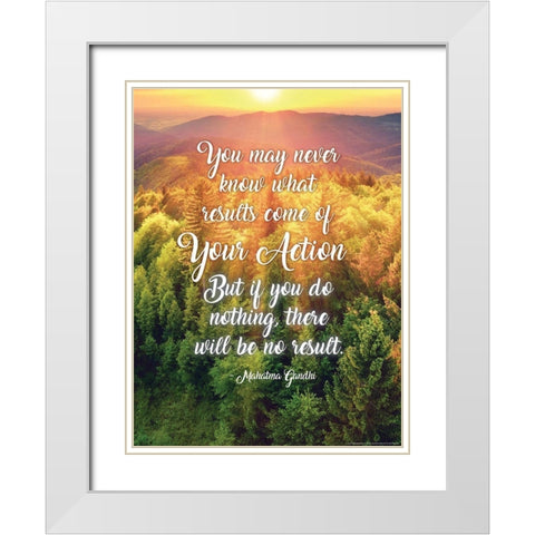 Gandhi Quote White Modern Wood Framed Art Print with Double Matting by Yellow Cafe