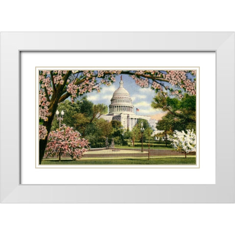 US Capitol White Modern Wood Framed Art Print with Double Matting by Yellow Cafe
