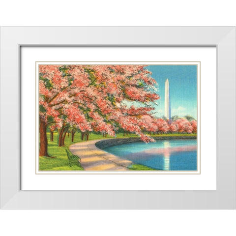 Washington DC White Modern Wood Framed Art Print with Double Matting by Yellow Cafe
