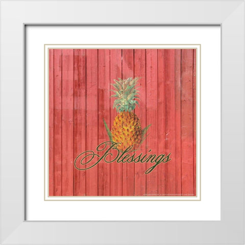 Blessings White Modern Wood Framed Art Print with Double Matting by Yellow Cafe