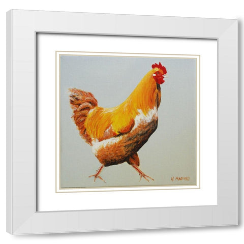 Blonde Chicken White Modern Wood Framed Art Print with Double Matting by Yellow Cafe