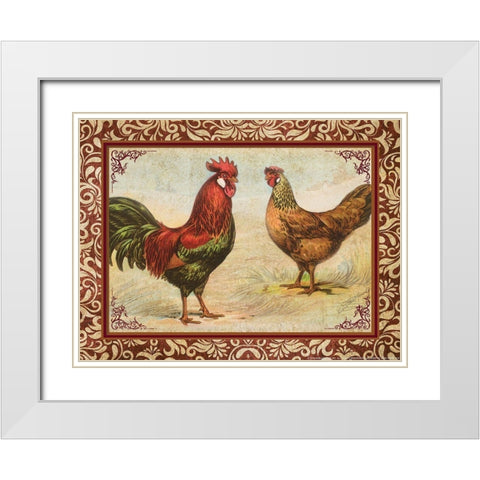 Chicken I White Modern Wood Framed Art Print with Double Matting by Yellow Cafe
