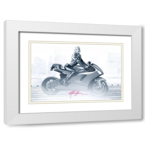 Marilyns Ride in Pink White Modern Wood Framed Art Print with Double Matting by Yellow Cafe