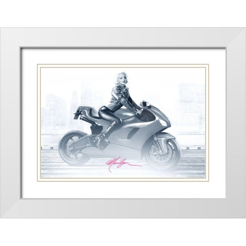 Marilyns Ride in Pink White Modern Wood Framed Art Print with Double Matting by Yellow Cafe