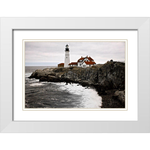Lighthouse White Modern Wood Framed Art Print with Double Matting by Yellow Cafe