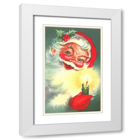 Santa Candle White Modern Wood Framed Art Print with Double Matting by Yellow Cafe