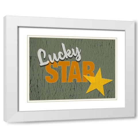 Lucky Star White Modern Wood Framed Art Print with Double Matting by Yellow Cafe