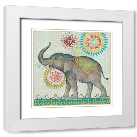 Elephant White Modern Wood Framed Art Print with Double Matting by Yellow Cafe