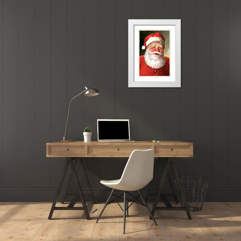 Santa Close Up White Modern Wood Framed Art Print with Double Matting by Yellow Cafe