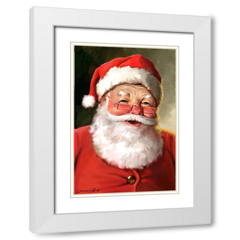 Santa Close Up White Modern Wood Framed Art Print with Double Matting by Yellow Cafe