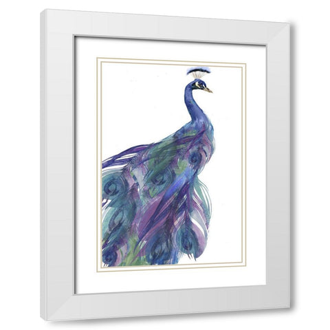 Peacock Dance White Modern Wood Framed Art Print with Double Matting by Sommers, Mindy
