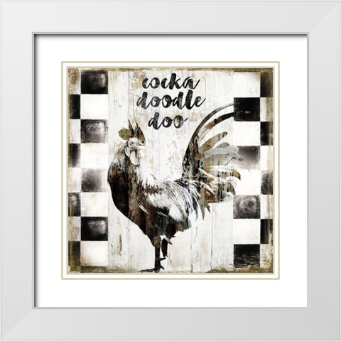 Rooster White Modern Wood Framed Art Print with Double Matting by Sommers, Mindy