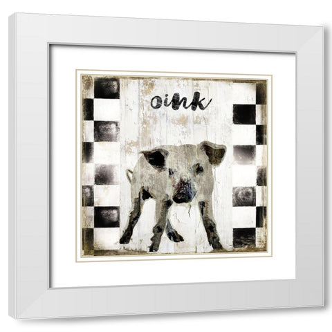 Pig White Modern Wood Framed Art Print with Double Matting by Sommers, Mindy