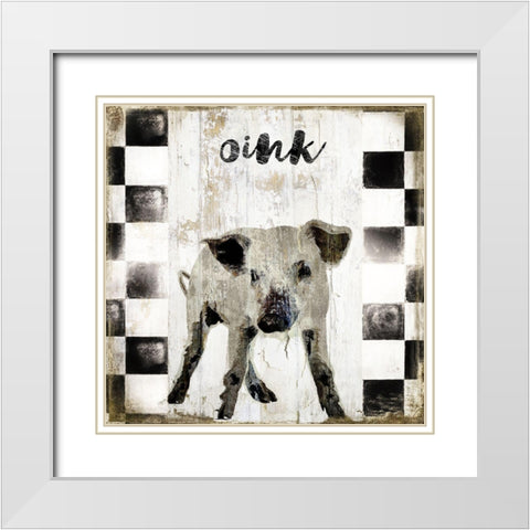 Pig White Modern Wood Framed Art Print with Double Matting by Sommers, Mindy