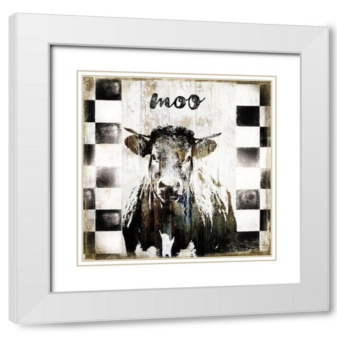 Moo White Modern Wood Framed Art Print with Double Matting by Sommers, Mindy