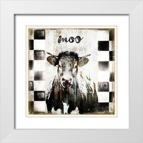 Moo White Modern Wood Framed Art Print with Double Matting by Sommers, Mindy