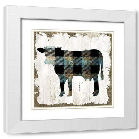 Cow White Modern Wood Framed Art Print with Double Matting by Sommers, Mindy