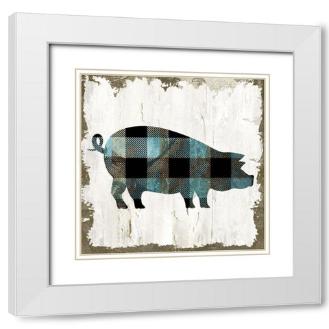 Pig White Modern Wood Framed Art Print with Double Matting by Sommers, Mindy