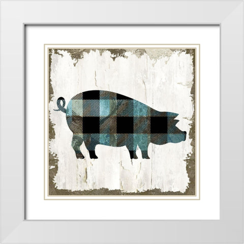 Pig White Modern Wood Framed Art Print with Double Matting by Sommers, Mindy