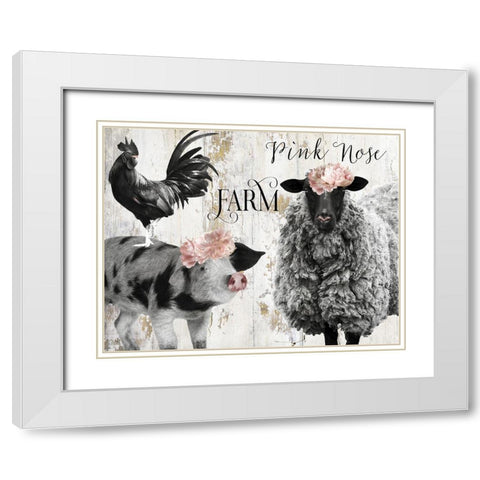 Pink Nose Farm II White Modern Wood Framed Art Print with Double Matting by Sommers, Mindy
