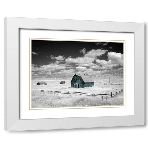 Aqua Barn White Modern Wood Framed Art Print with Double Matting by Sommers, Mindy