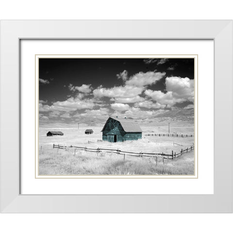 Aqua Barn White Modern Wood Framed Art Print with Double Matting by Sommers, Mindy