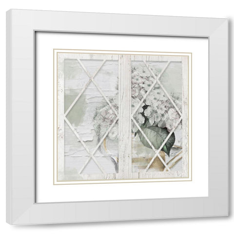 Shabby Hydrangea White Modern Wood Framed Art Print with Double Matting by Sommers, Mindy