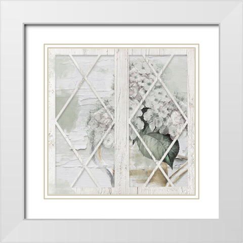 Shabby Hydrangea White Modern Wood Framed Art Print with Double Matting by Sommers, Mindy