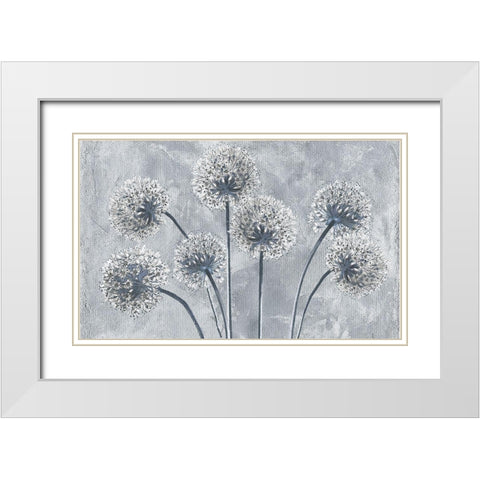 Blue Onion Flowers White Modern Wood Framed Art Print with Double Matting by Sommers, Mindy