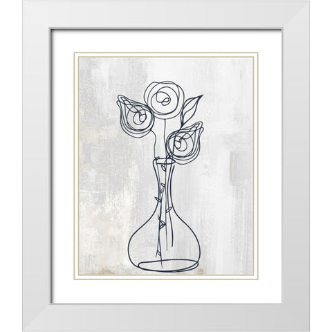 Rosettes White Modern Wood Framed Art Print with Double Matting by Sommers, Mindy