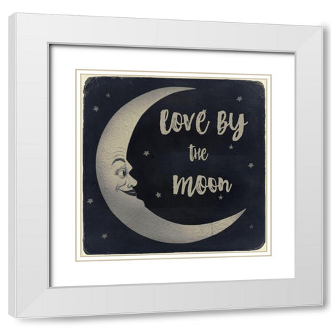 Love by the Moon White Modern Wood Framed Art Print with Double Matting by Sommers, Mindy