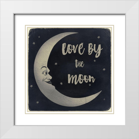Love by the Moon White Modern Wood Framed Art Print with Double Matting by Sommers, Mindy