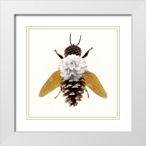 Bee White Modern Wood Framed Art Print with Double Matting by Sommers, Mindy