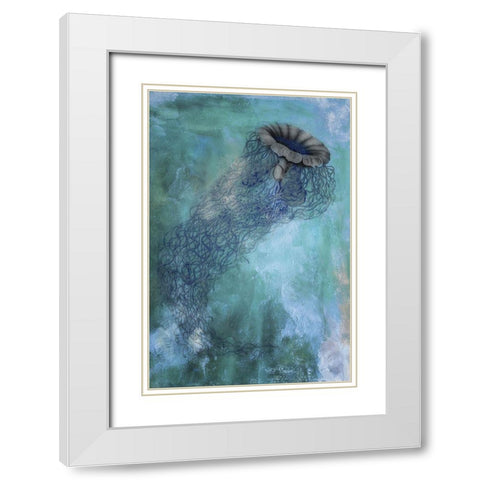 Jellyfish White Modern Wood Framed Art Print with Double Matting by Sommers, Mindy