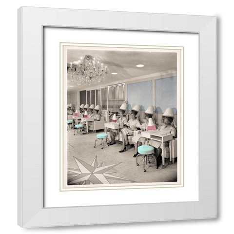 Vintage Hair Salon White Modern Wood Framed Art Print with Double Matting by Sommers, Mindy