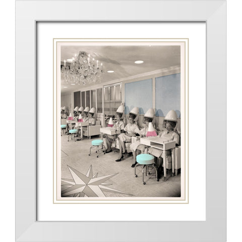 Vintage Hair Salon White Modern Wood Framed Art Print with Double Matting by Sommers, Mindy