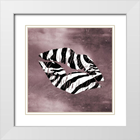 Zebra Kiss White Modern Wood Framed Art Print with Double Matting by Sommers, Mindy