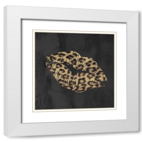 Leopard Kiss White Modern Wood Framed Art Print with Double Matting by Sommers, Mindy