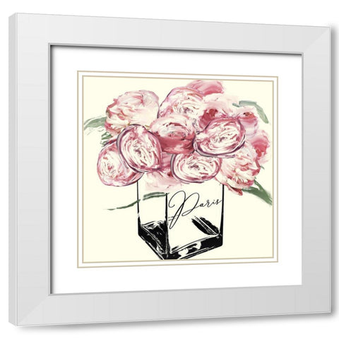 Paris Peonies White Modern Wood Framed Art Print with Double Matting by Sommers, Mindy