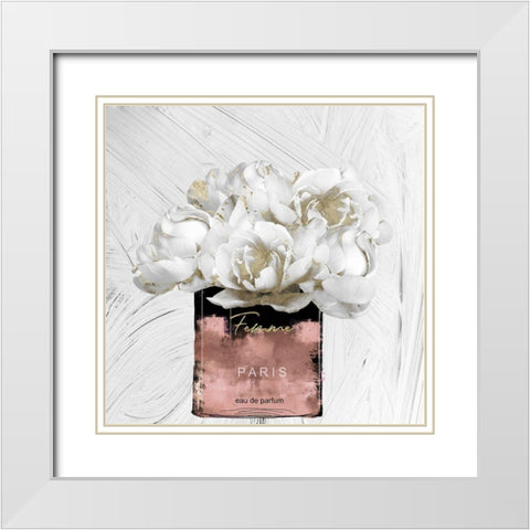 Apricot Parfum White Modern Wood Framed Art Print with Double Matting by Sommers, Mindy