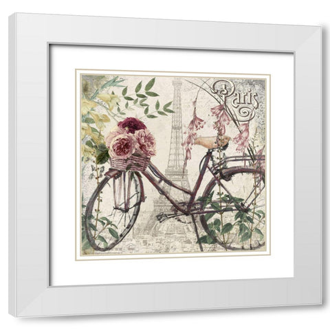 Riding Through Paris White Modern Wood Framed Art Print with Double Matting by Sommers, Mindy