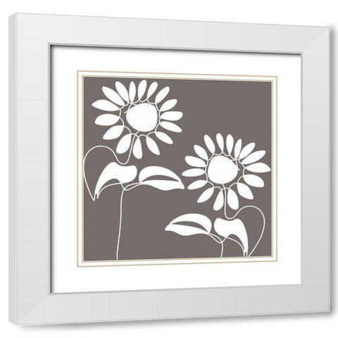 Daisettes White Modern Wood Framed Art Print with Double Matting by Sommers, Mindy