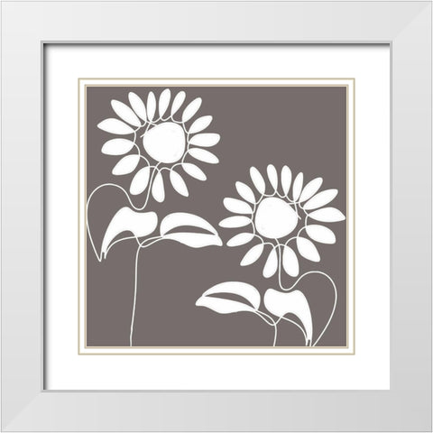 Daisettes White Modern Wood Framed Art Print with Double Matting by Sommers, Mindy
