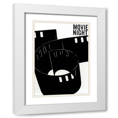 Movie Night White Modern Wood Framed Art Print with Double Matting by Sommers, Mindy