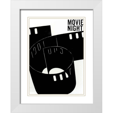 Movie Night White Modern Wood Framed Art Print with Double Matting by Sommers, Mindy