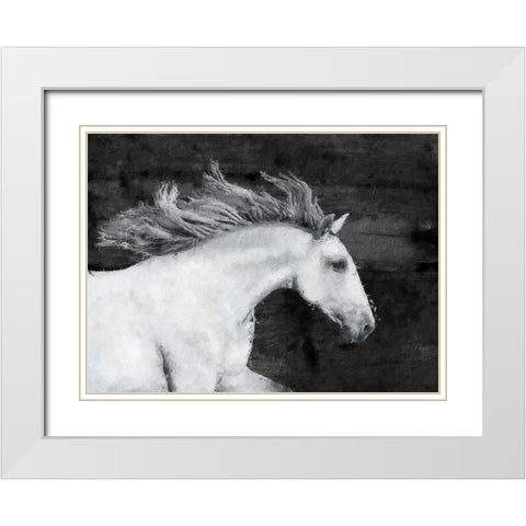 White Horse White Modern Wood Framed Art Print with Double Matting by Sommers, Mindy