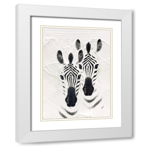 Zebras White Modern Wood Framed Art Print with Double Matting by Sommers, Mindy